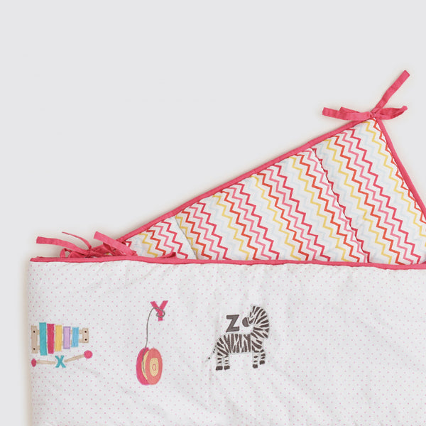 Alphabets Pink Complete Crib Bedding Set (With Bumper)