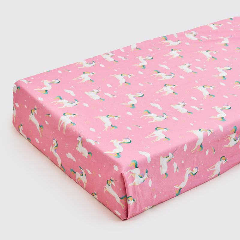 Organic Unicorns Pink Crib Sheet