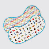 Alphabets Blue Organic Burp Cloth/Bib Set