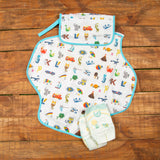 Alphabets Blue Organic Diaper Clutch