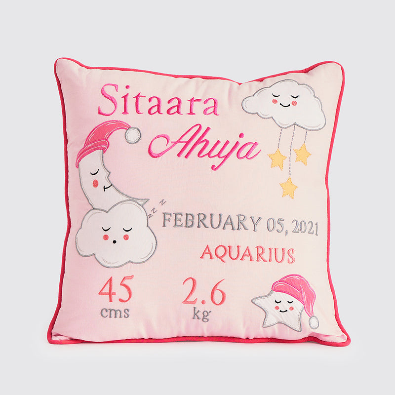 Celestial Pink Birth Stat Pillow