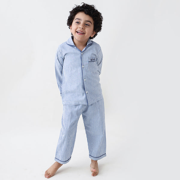 Classic Navy Stripes Pajama Set For Kids