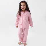 Classic Pink Stripes Pajama Set For Kids
