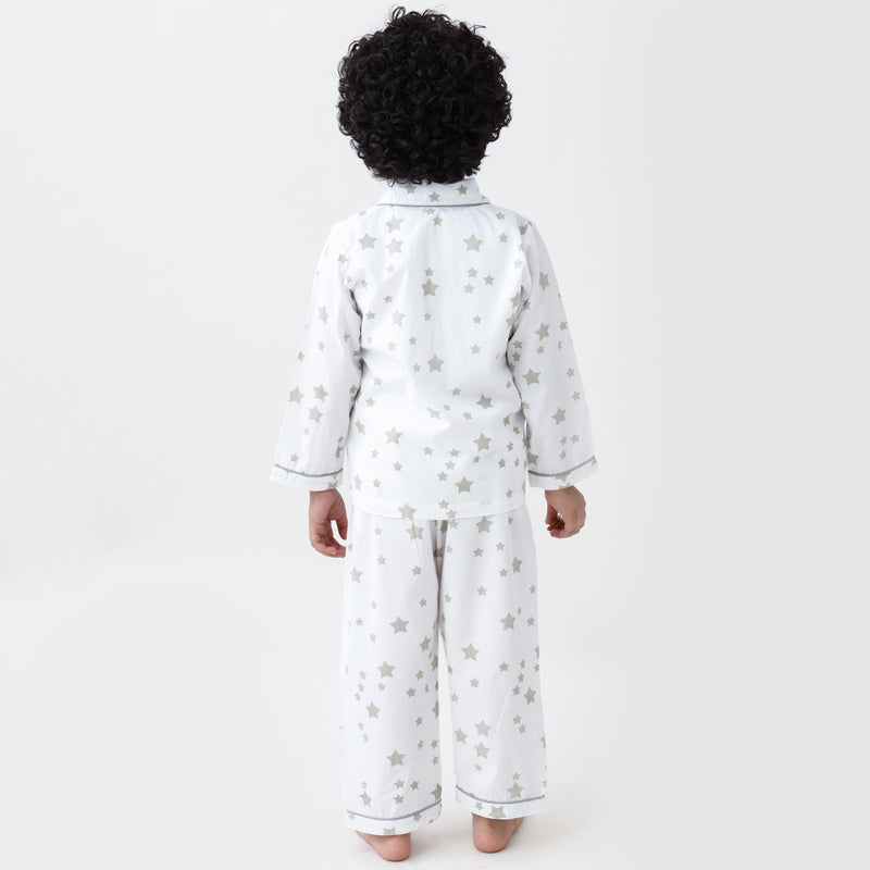 Grey Stars Pajama Set For Kids
