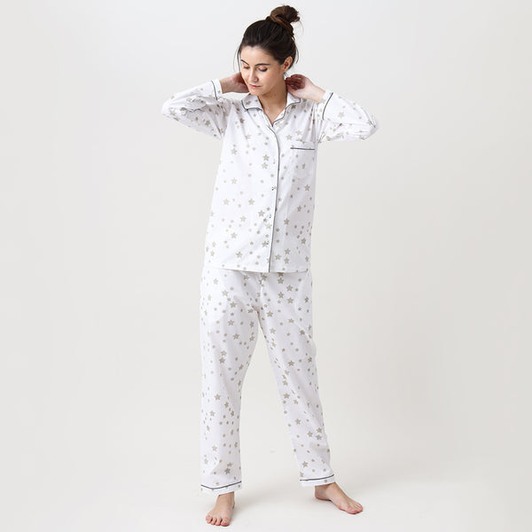 Women Grey Stars Pajama Set