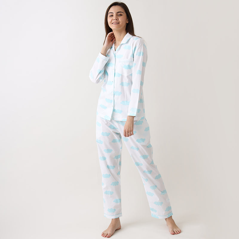 Women Organic Clouds Pajama Set