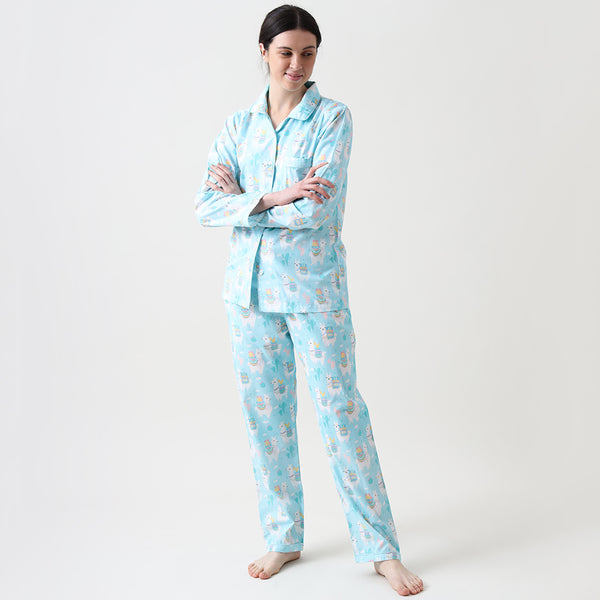 Women Organic Llama Love Pajama Set
