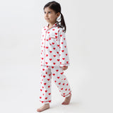 Red Hearts Pajama Set For Kids