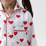 Red Hearts Pajama Set For Kids