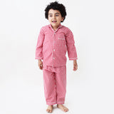 Classic Red Gingham Pajama Set For Kids