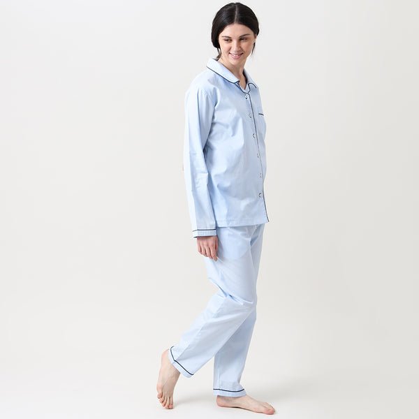 Women Sky Blue Pajama Set