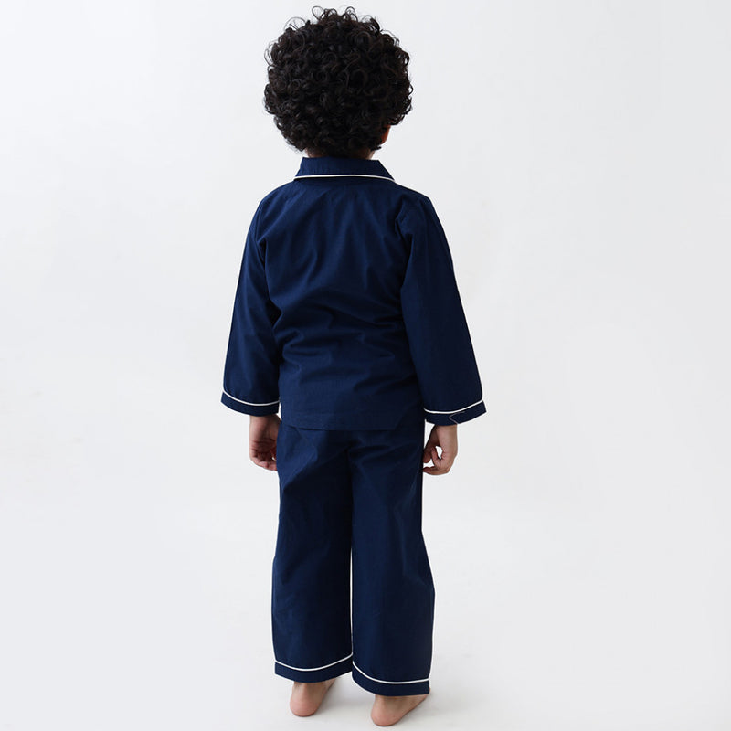 Midnight Navy Pajama Set For Kids
