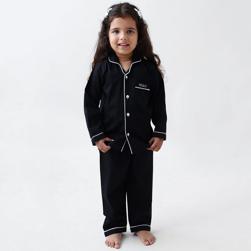 Classic Black Pajama Set For Kids