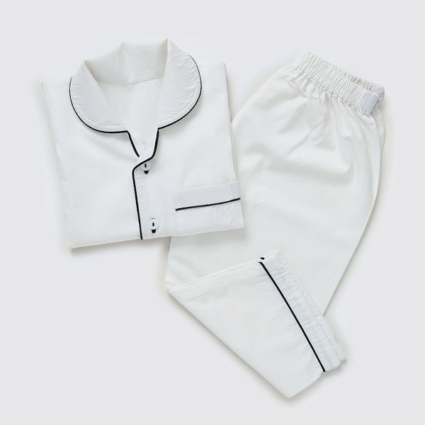 Men Classic White Pajama Set
