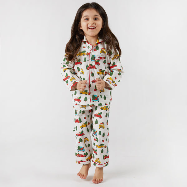 Christmas Trucks Pajama Set For Kids