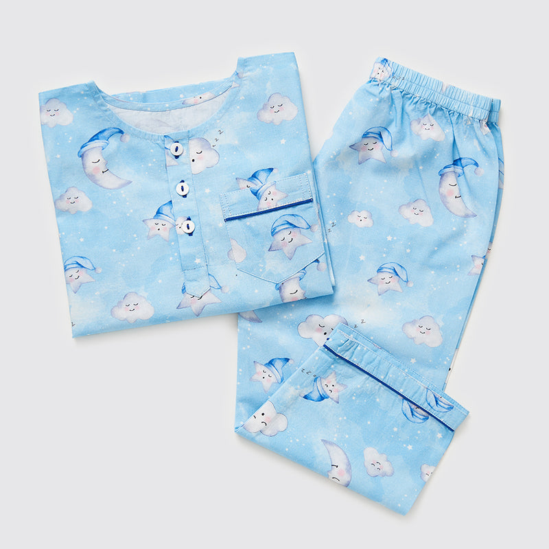 Celestial Blue Organic Pajama Set For Kids