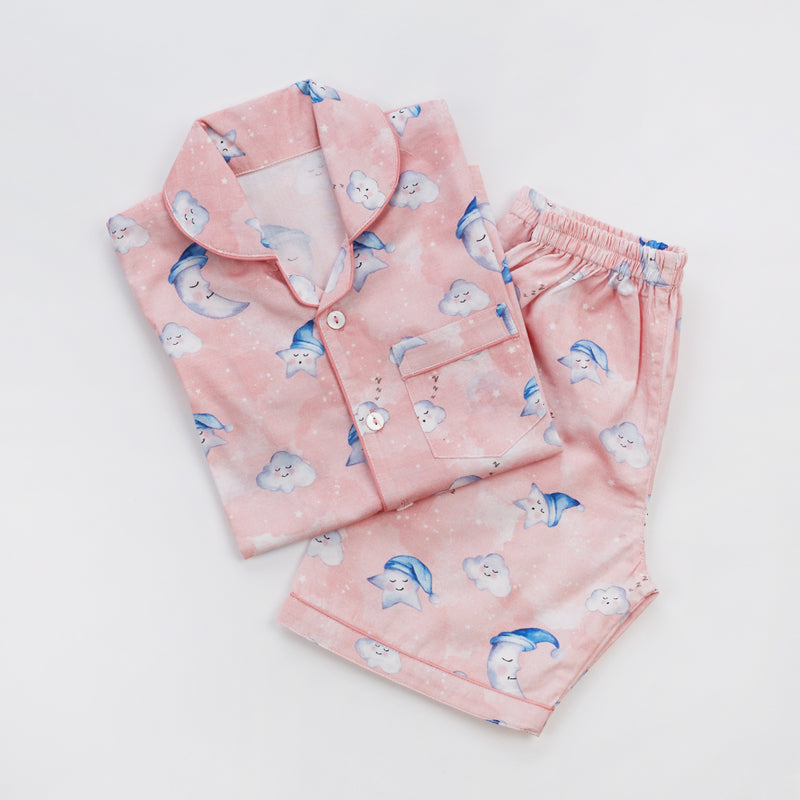 Celestial Pink Organic Shorts Set For Kids