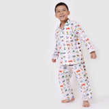 Alphabets Blue Organic Pajama Set For Kids