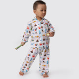 Alphabets Blue Organic Pajama Set For Kids