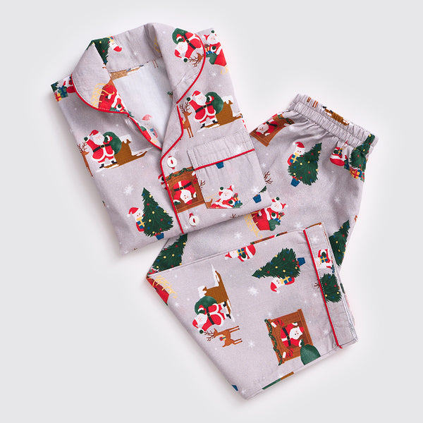 Men Santa At Home (Grey) Pajama Set