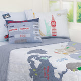 Around The World (Blue) Bedding