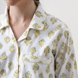 Women Madison Blockprint Pajama Set (Yellow)