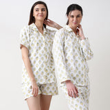 Women Madison Blockprint Pajama Set (Yellow)