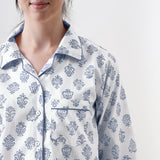 Women Madison Blockprint Pajama Set (Indigo)