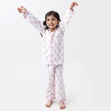 Madison Blockprint Pajama Set  For Kids (Pink)