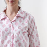 Women Madison Blockprint Pajama Set (Pink)