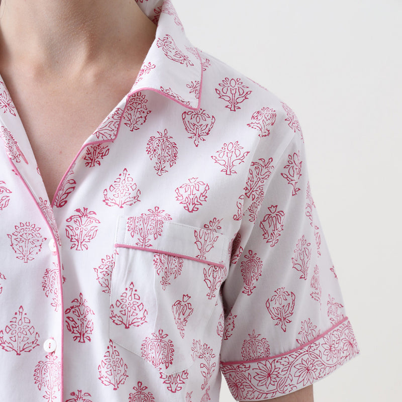 Women Madison Blockprint Shorts Set (Pink)