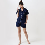Women Midnight Navy Solid Shorts Set