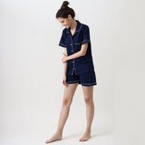 Women Midnight Navy Solid Shorts Set
