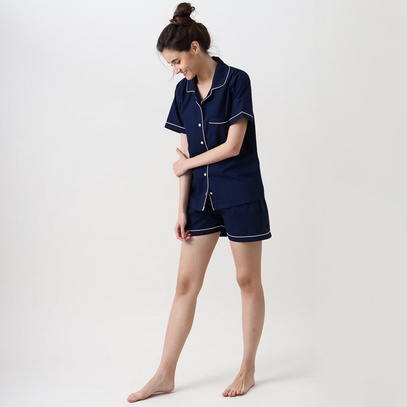 Women Midnight Navy Solid Shorts Set