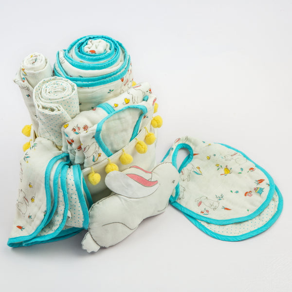 Pampered With Love Organic Muslin Gift Hamper (Bunny)