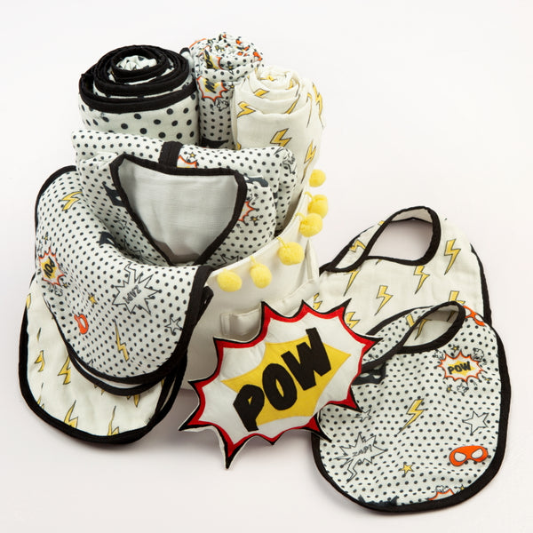 Pampered With Love Organic Muslin Gift Hamper (Superhero)