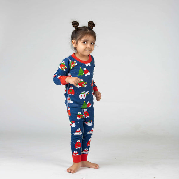Polar Bear Jersey Pajama Set For Kids