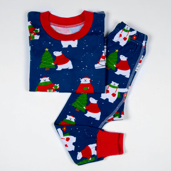 Polar Bear Jersey Pajama Set For Kids
