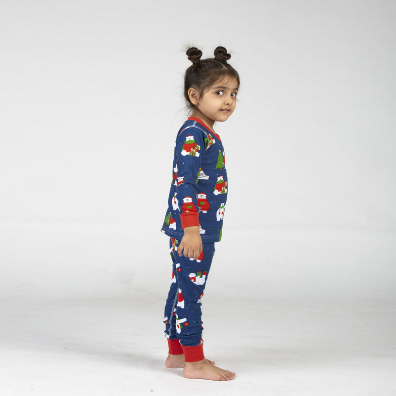 Polar Bear Jersey Pajama Set For Kids