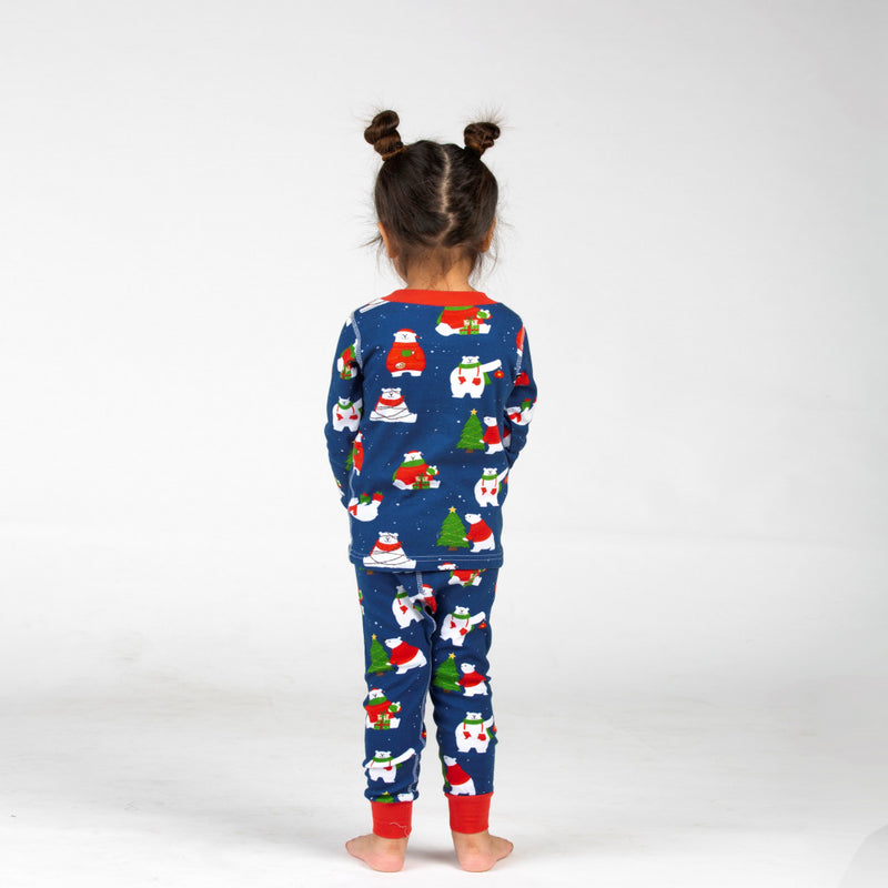 Polar Bear Jersey Pajama Set For Kids