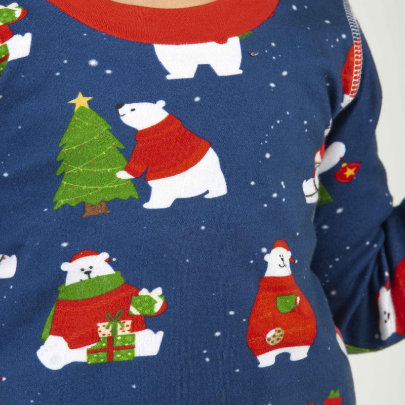 Polar Bear Jersey Pajama Set For Kids