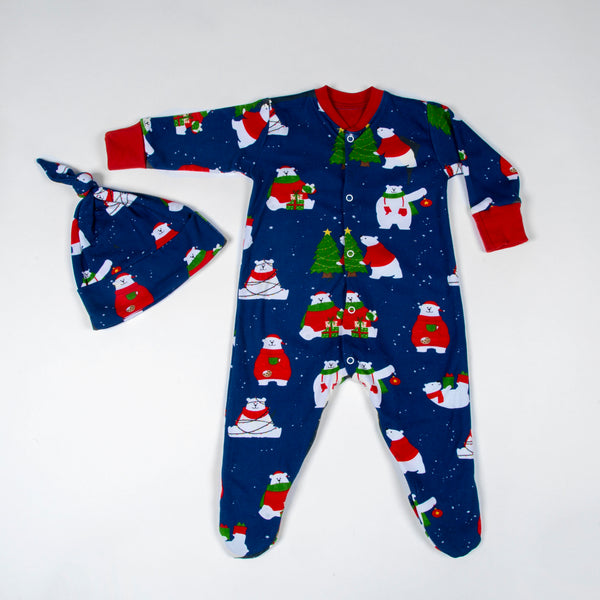 Polar Bear Long-Sleeved Onesie & Hat Gift Set
