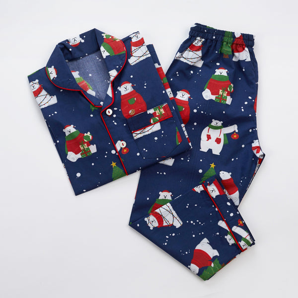 Flannel Polar Bear Women Pajama Set