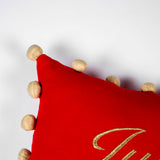 Christmas Pom Pom Pillow (Red)