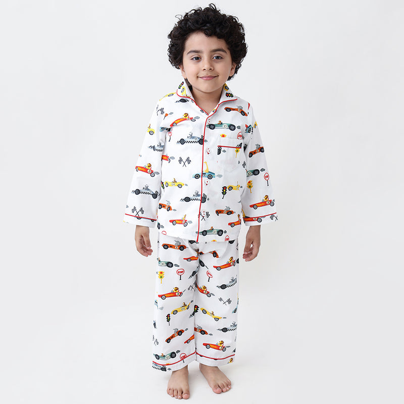Racing Cars Organic Pajama Set For Kids