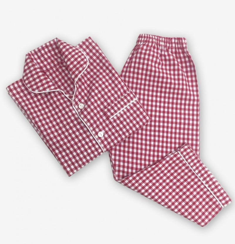 Women Classic Red Gingham Pajama Set