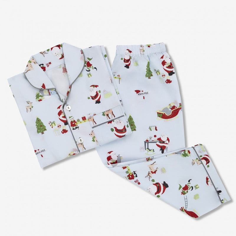 Santa's Workshop Pajama Set - Winter Blue