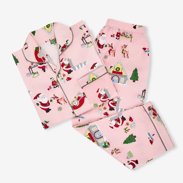 Men Santa's Workshop Pajama Set - Blush Pink