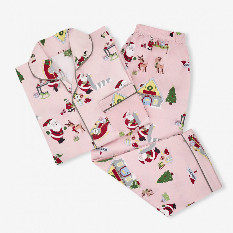 Women Santa's Workshop Pajama Set - Blush Pink