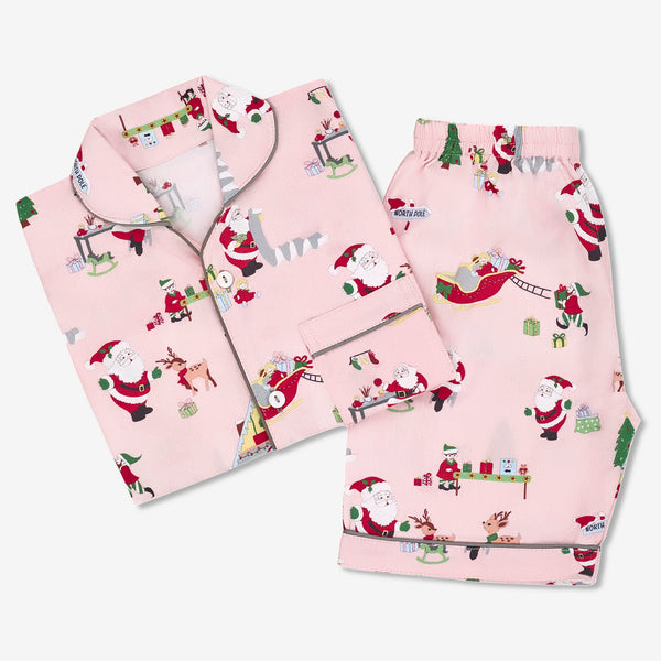 Santa's Workshop Shorts Set - Blush Pink